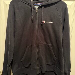 Champion Black Hoodie with Blue and Red Logo